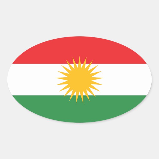 Adesivo Oval Bandeira do Curdistão (Frente)