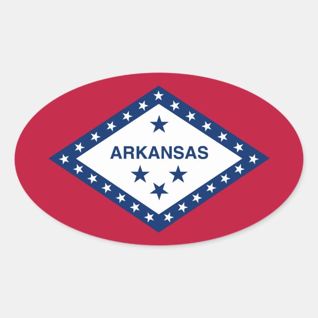 Adesivo Oval Bandeira do estado de Arkansas (Frente)