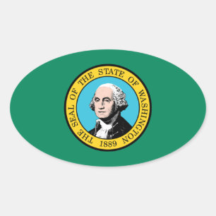 Adesivo Oval bandeira do Estado de Washington