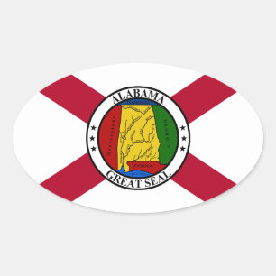 Adesivo Oval Bandeira do Estado do Alabama