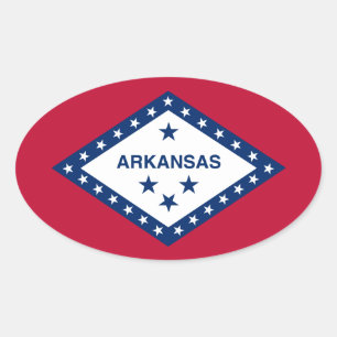 Adesivo Oval Bandeira do Estado do Patriotic Arkansas