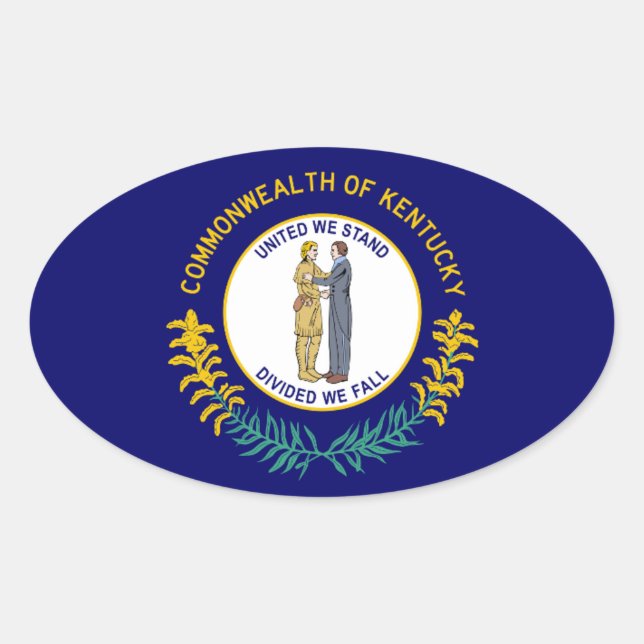 Adesivo Oval Bandeira do Kentucky (Frente)