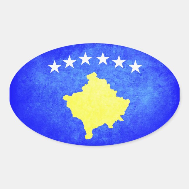 Adesivo Oval Bandeira do Kosovo (Frente)