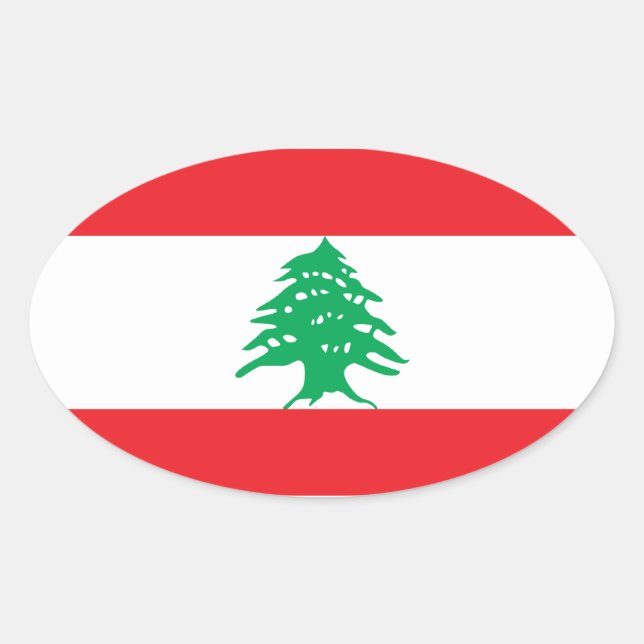 Adesivo Oval Bandeira do Líbano/Líbano (Frente)