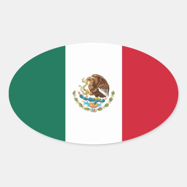 Adesivo Oval Bandeira do México (Frente)