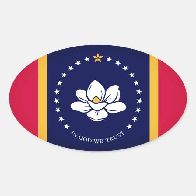 Adesivo Oval Bandeira do Mississippi (2020) (Frente)