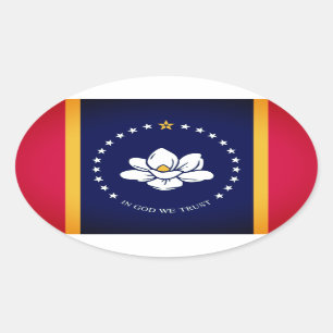 Adesivo Oval Bandeira do Mississippi (2020)
