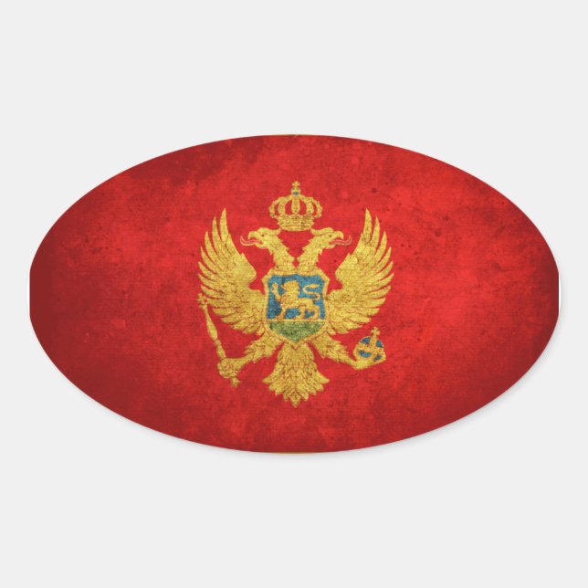 Adesivo Oval Bandeira do Montenegro (Frente)