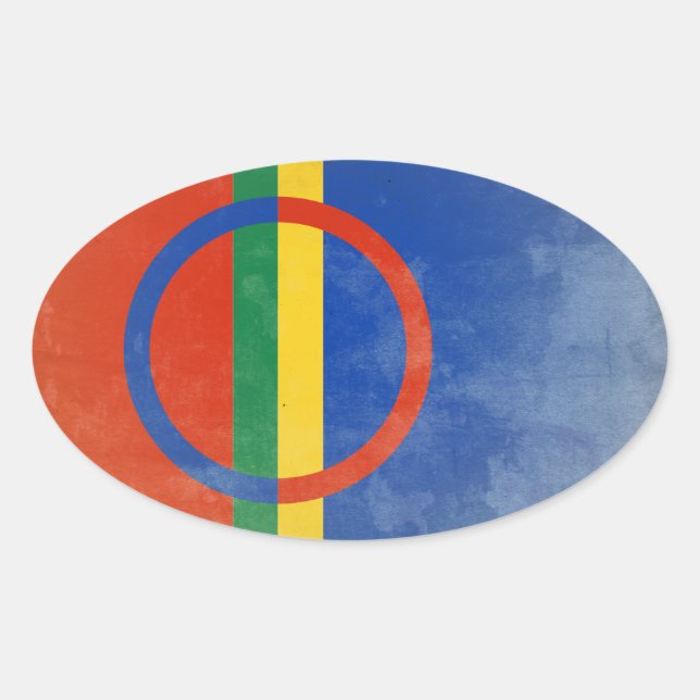 Adesivo Oval Bandeira do Sami pessoas (Frente)