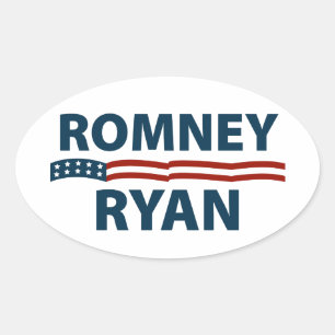 Adesivo Oval Bandeira dos Estados Unidos de Romney Ryan