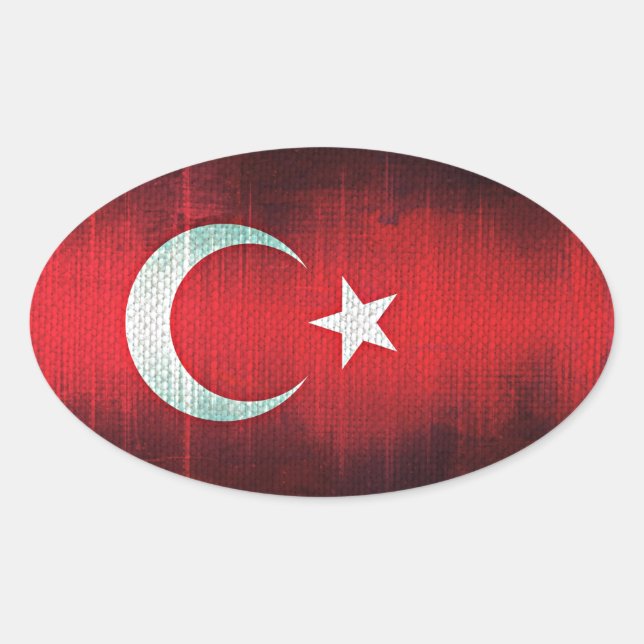 Adesivo Oval Bandeira Estilizada da Turquia (Frente)