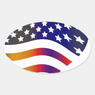Adesivo Oval bandeira eua coração amor americano honra tropas l