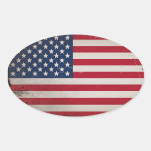 Adesivo Oval Bandeira EUA Vintage