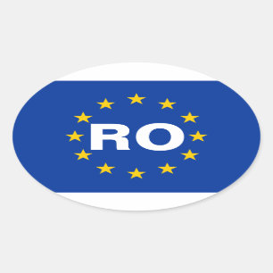 Adesivo Oval Bandeira européia de QUATRO Romania "RO"