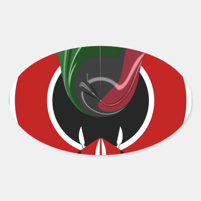 Adesivo Oval Bandeira Fluid Kenyan (Frente)