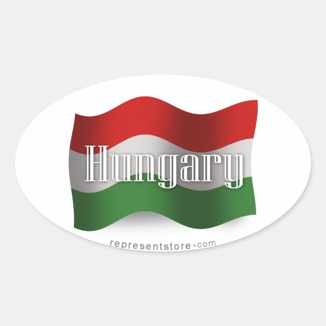 Adesivo Oval Bandeira Húngara (Frente)
