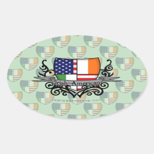 Adesivo Oval Bandeira Irlandês-Americana do protetor