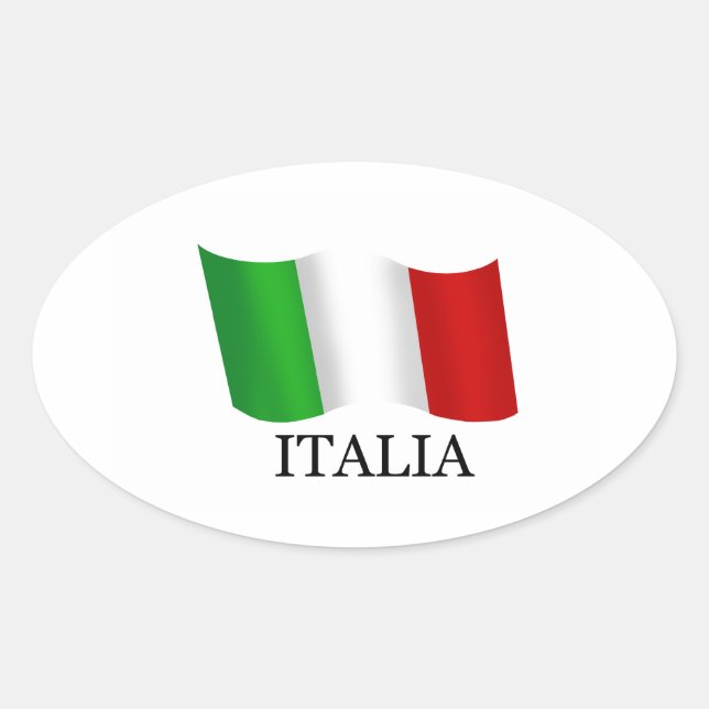 Adesivo Oval Bandeira italiana Itália Italia (Frente)