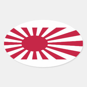 Adesivo Oval Bandeira japonesa imperial do marinho QUATRO