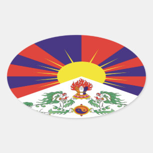 Adesivo Oval Bandeira livre de Tibet do tibetano - ་ do བ