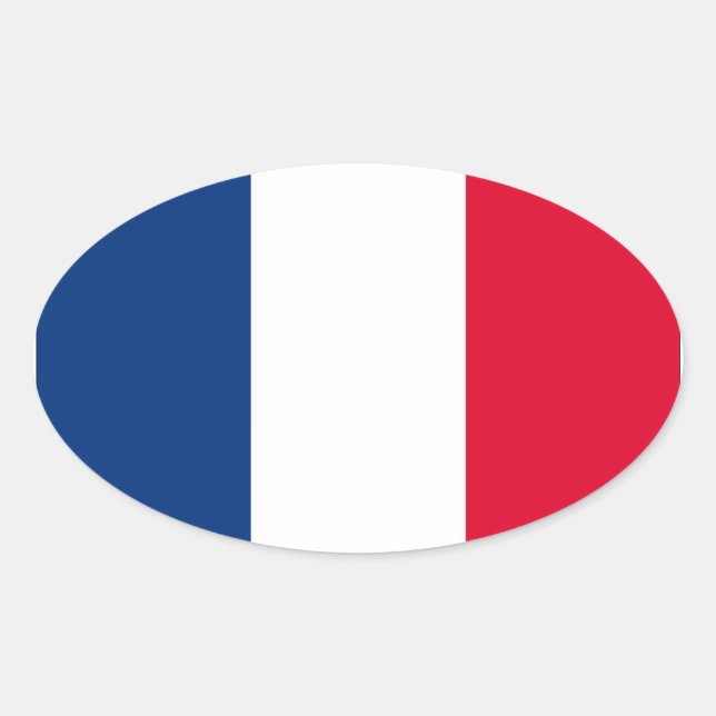 Adesivo Oval Bandeira nacional da França (Frente)