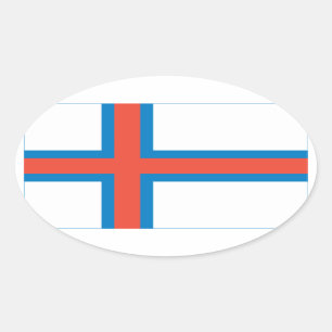 Adesivo Oval Bandeira Nacional das Ilhas Faroé