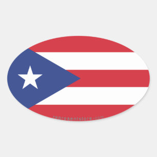 Adesivo Oval Bandeira Plana de Porto Rico