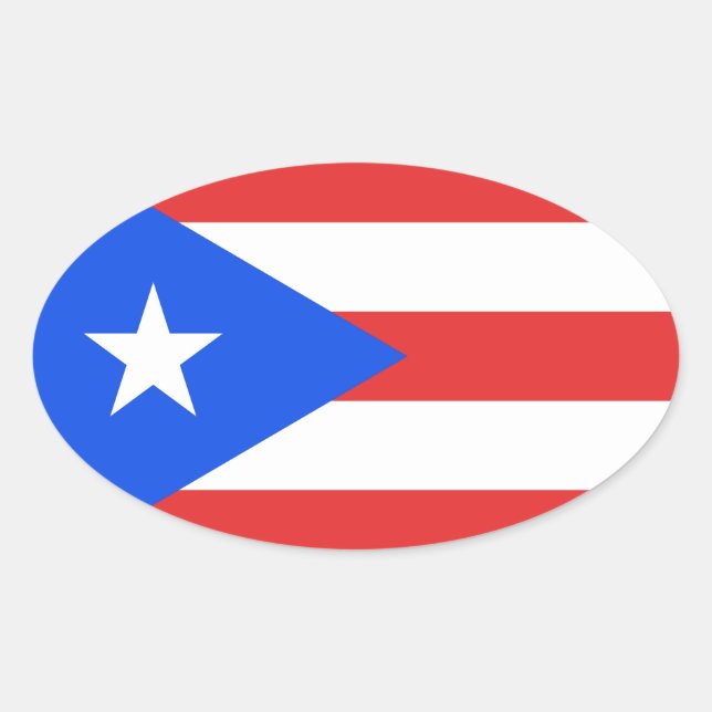 Adesivo Oval Bandeira Porto Rico (Frente)