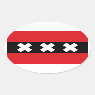 Adesivo Oval Bandeira QUATRO de Amsterdão