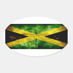 Adesivo Oval Bandeira resistida de Jamaica