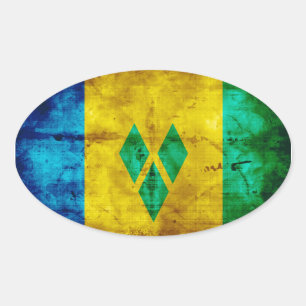 Adesivo Oval Bandeira resistida de Vincent de santo