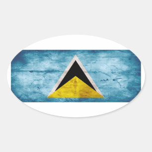 Adesivo Oval Bandeira santaluciense resistida