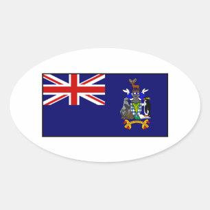 Adesivo Oval Bandeira sul das ilhas de sanduíche de Geórgia