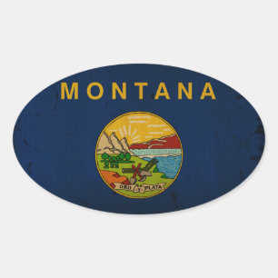 Adesivo Oval Bandeira VINTAGE.png do estado de Montana