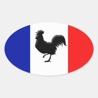 Adesivo Oval Bandeiras a França bobinam galo