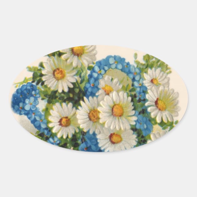 Adesivo Oval Bandeja Azul de Água Flor (Frente)