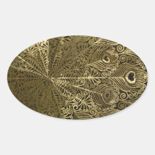 Adesivo Oval Bandeja de metal Peacock