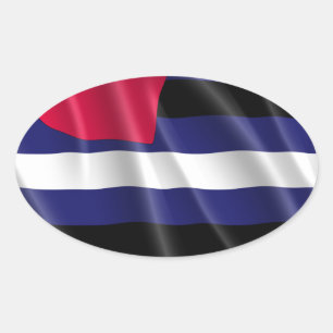 ADESIVO OVAL BANDERA DE ORGULHO DE COURO ONDULADO