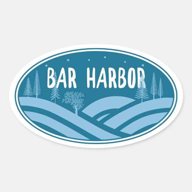 Adesivo Oval Bar Harbor Maine ao ar livre (Frente)