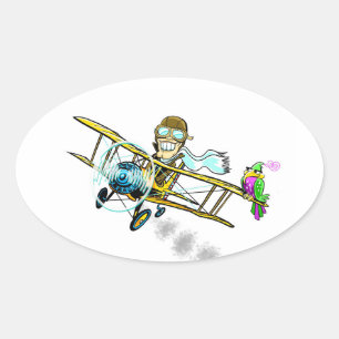 Adesivo Oval Barnstormer Bob e pássaro
