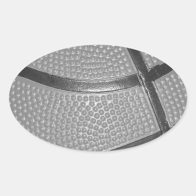 Adesivo Oval Basquete preto e branco (Frente)