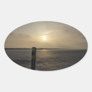 Adesivo Oval Beach at the North Sea