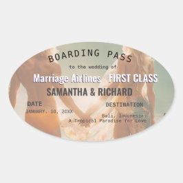 Adesivo Oval Beach Wedding Boarding Pass Romantic