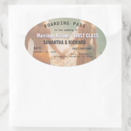 Adesivo Oval Beach Wedding Boarding Pass Romantic