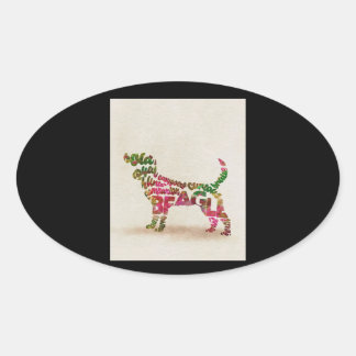 Adesivo Oval Beagle Dog Cuties