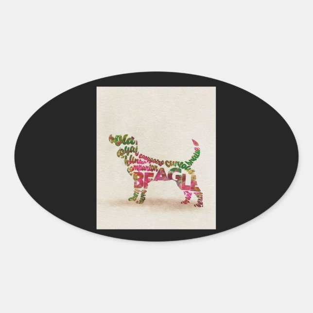 Adesivo Oval Beagle Dog Cuties (Frente)