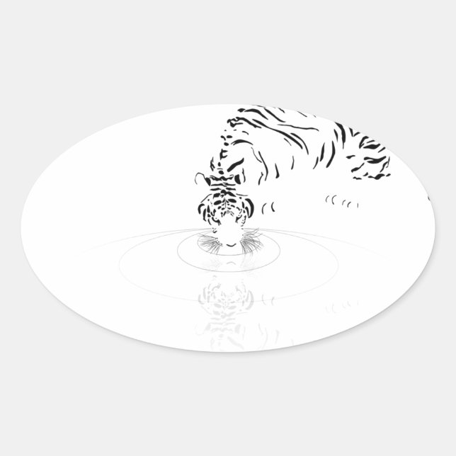 Adesivo Oval Bebendo Tiger (Frente)