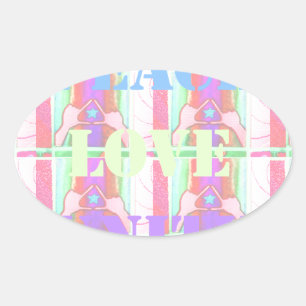 Adesivo Oval Bebês Crianças Paz Amor Unidade Hakuna Matata desi