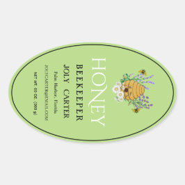 Adesivo Oval Beekeeping Honey Labels | Honeybee & Honeycomb Des