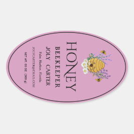 Adesivo Oval Beekeeping Honey Labels | Honeybee & Honeycomb Des